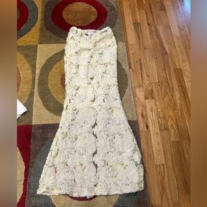 Peppermayo Fiorella Floret Maxi Skirt Yellow Off White Lace See Through XS / 2